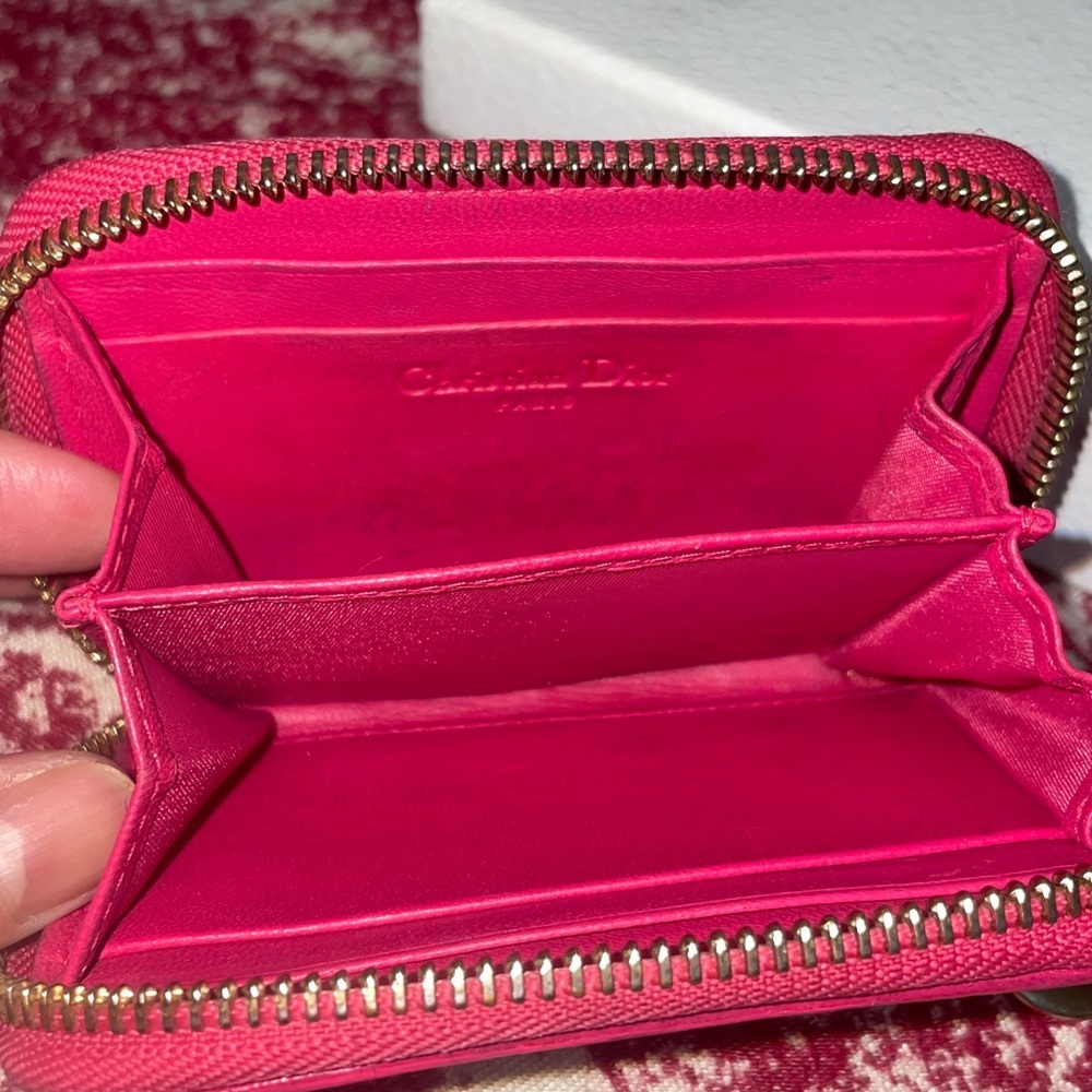 Dior Pink Quilted Leather Card/Coin Case - Picture 9 of 12